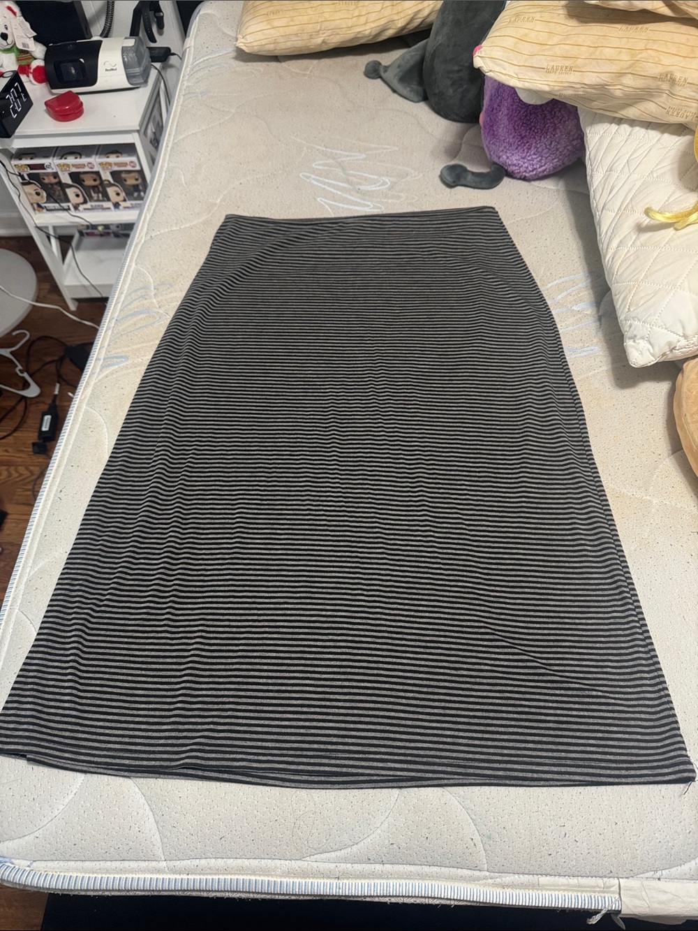 Black & Gray Striped Long Skirt